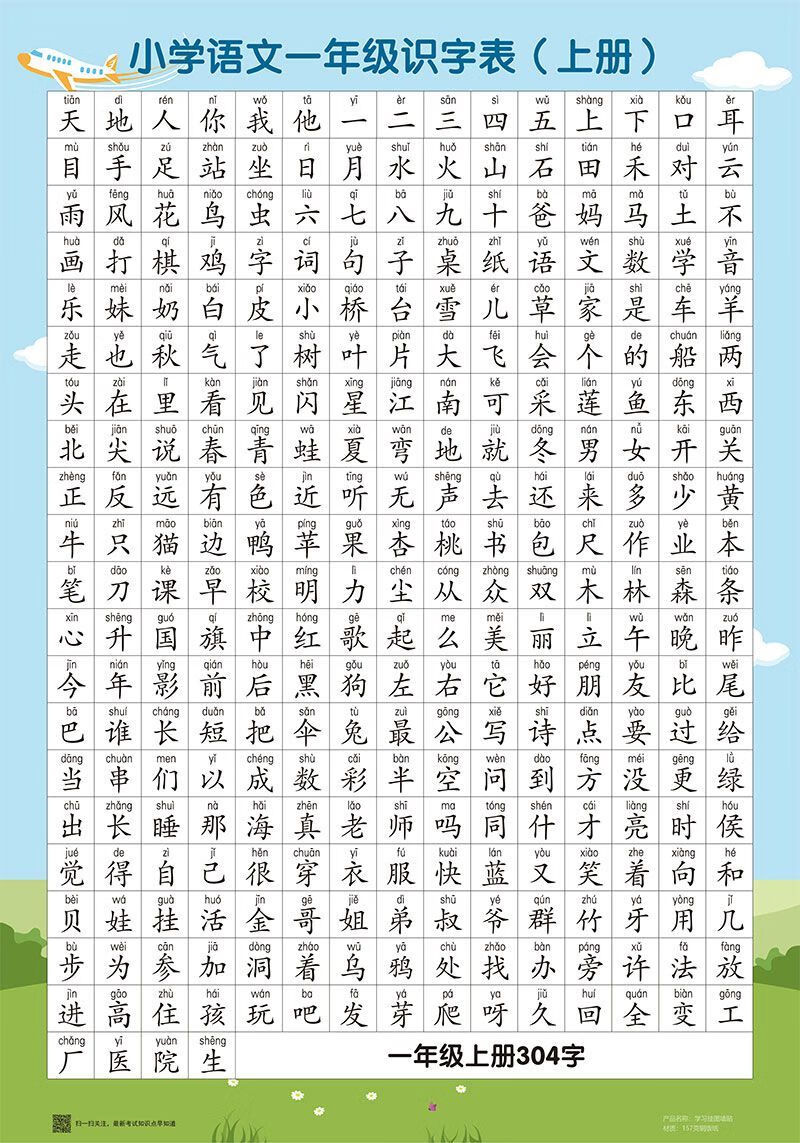 语文生字识字挂图墙贴课本识字表写字表同步生字词课本同步3年级上