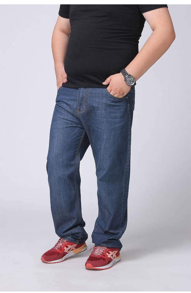 啄木鸟旗舰官方店春季牛仔裤男加肥加宽松商务中爸爸高腰肥佬长裤子