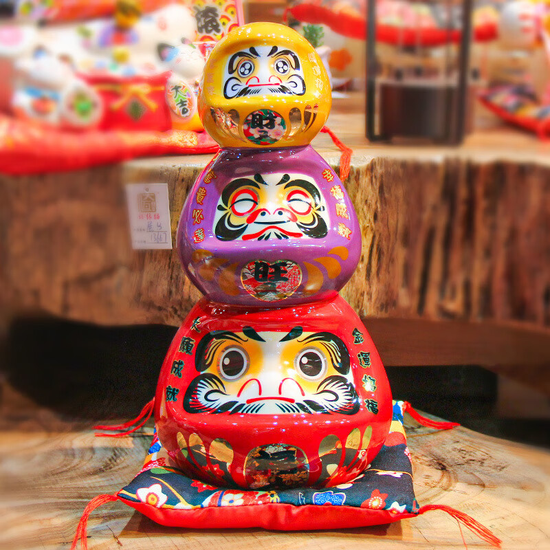 日本达摩摆件日式开运不倒翁日本料理店铺开业礼品猫存钱罐装饰品迷你