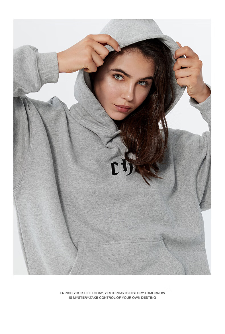 国潮专营 chinism美潮字母印花卫衣男潮牌宽松百搭秋季套头连帽帽衫女