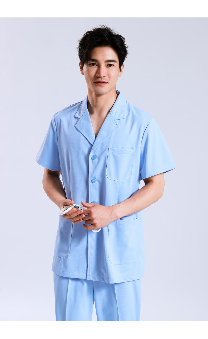 白大褂男短款医院医师服医生护士工作服夏季短袖牙科诊所中医小褂