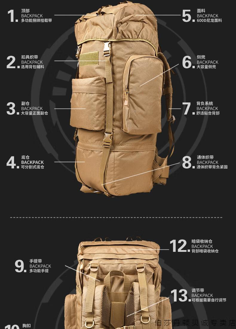 背囊迷彩户外战术背包迷彩大容量战术背囊户外登山包双肩应急救援115