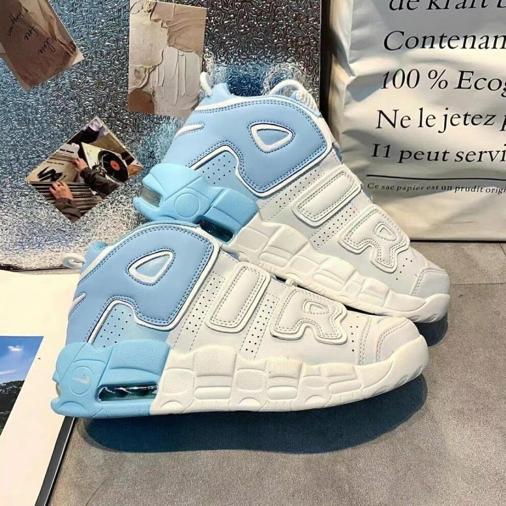 皮蓬大air白淡蓝牛仔蓝篮球鞋ins超火学生情侣运动鞋秋冬新款 白灰黑