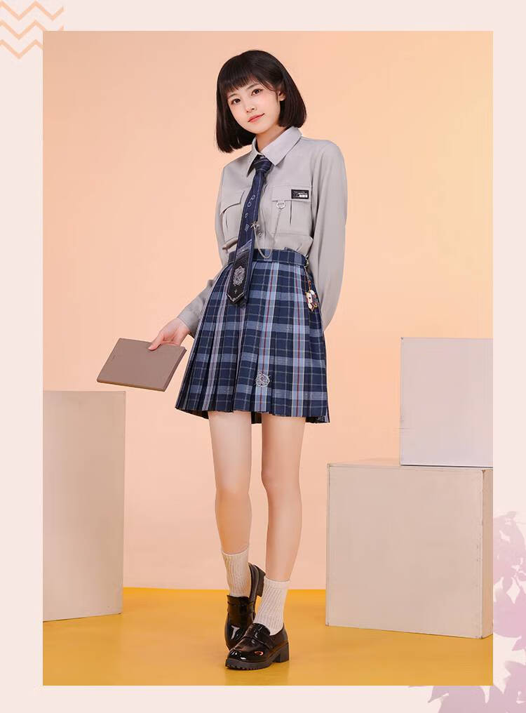 2022新款 破云2吞海衍生服jk制服衬衫格裙快看漫画周边花鱼严江 格裙