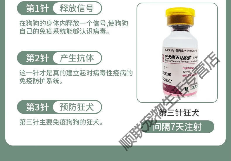 11，中牧犬四聯疫苗狗狗疫苗寵物全套幼犬細狗瘟小成犬土狗犬瘟國産通 幼犬套餐(3針四聯+1針狂犬)