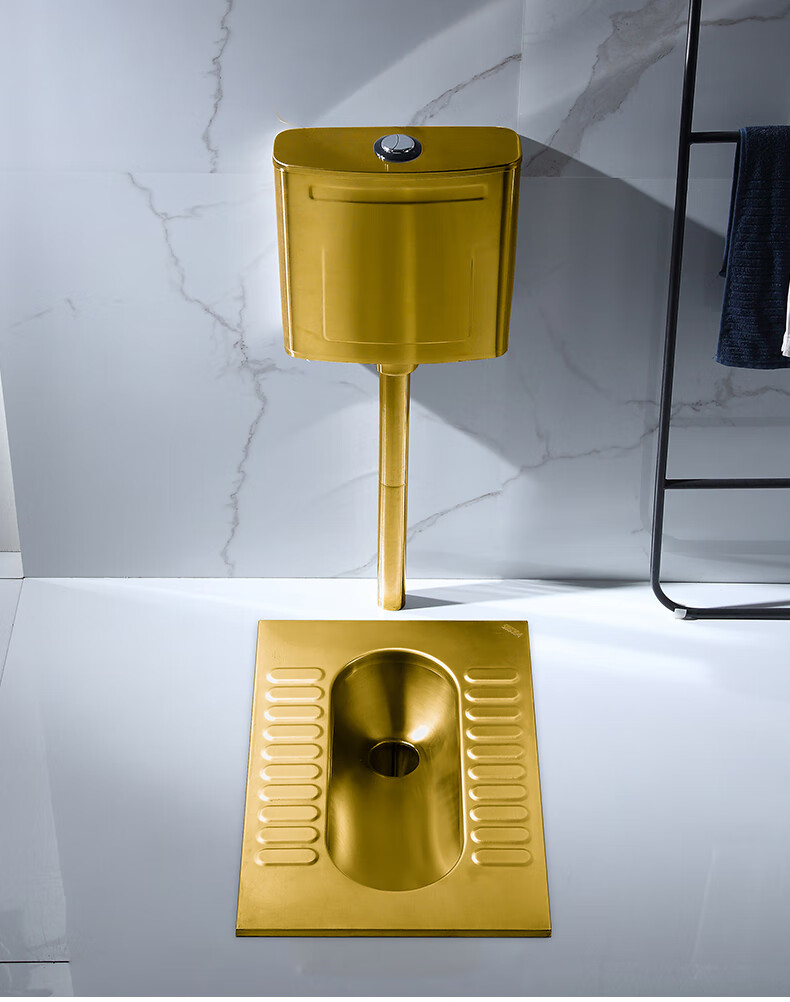 小米mi生态米家通用金色不锈钢蹲便器蹲坑式酒吧卫生间大便器水箱套装