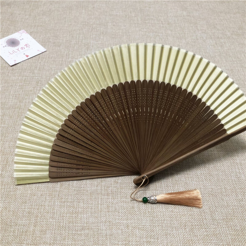 7寸日式和风折扇纯色真丝竹扇礼品扇男女夏季扇子 夏季折叠扇 无缺