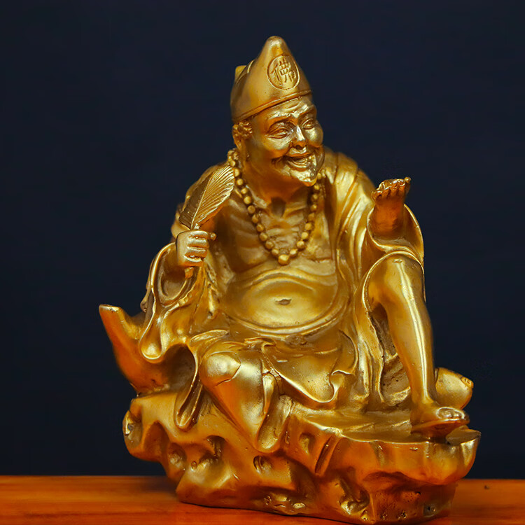 京选好物铜济公活佛摆件降龙罗汉佛像道济和尚供奉济癫铜像家居店铺