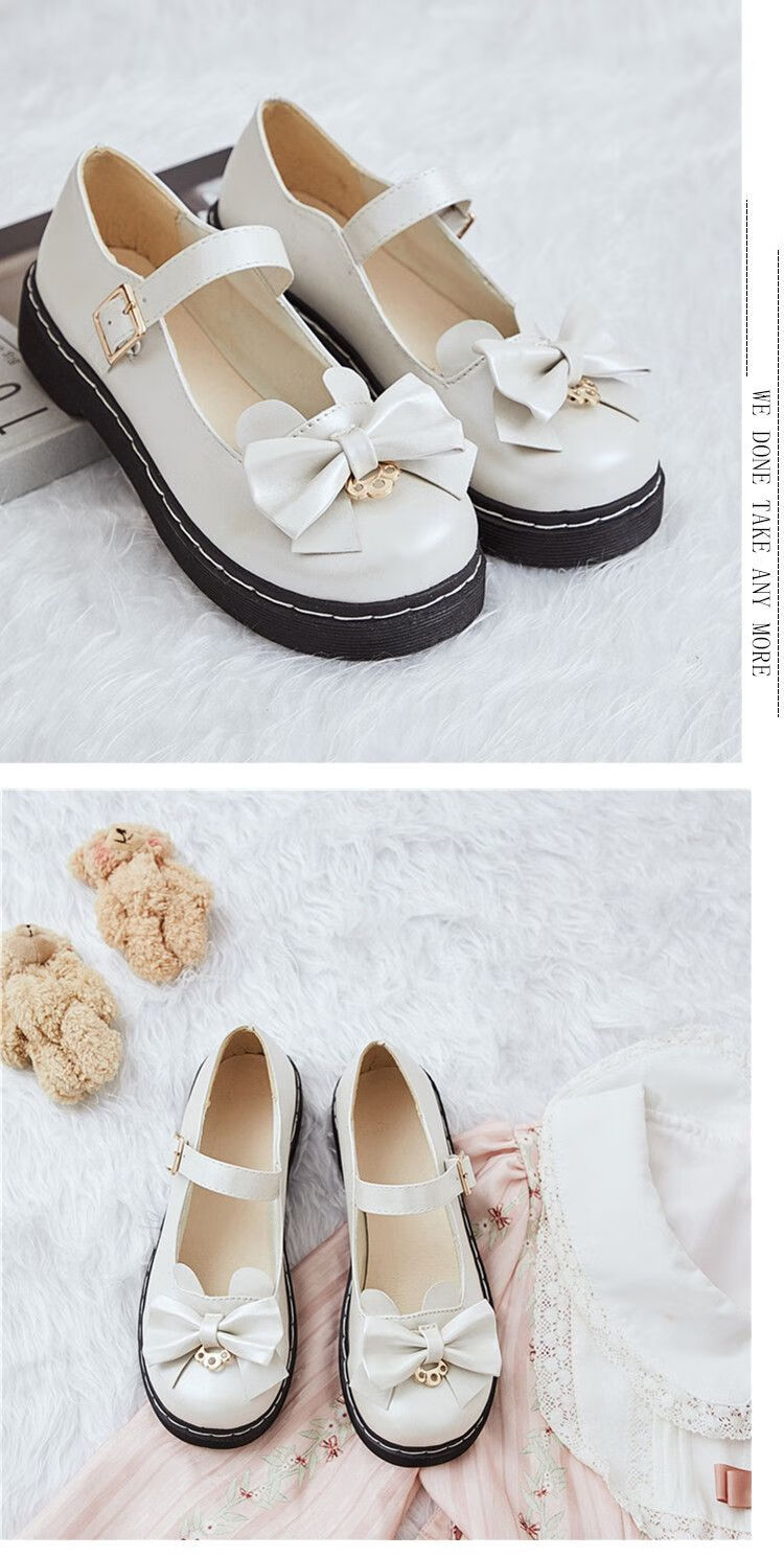 2022春季新款梅露露绵羊泡芙lolita日系花边圆头学生小皮鞋女 珠光