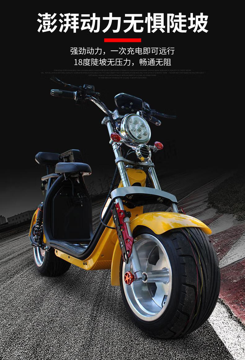 哈雷电动车电瓶车双人锂电池滑板车男女大轮胎踏板摩托车宽胎电摩