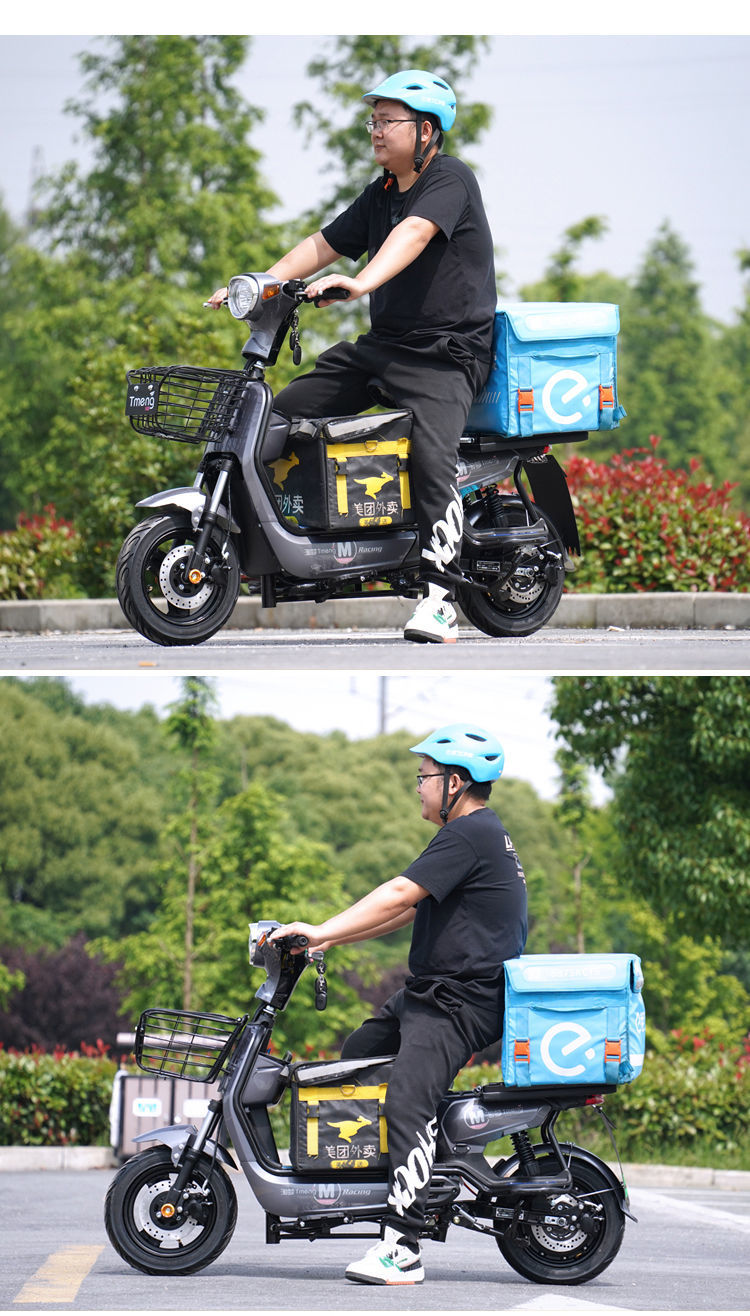 淘梦新款t6048v长跑王电摩锂电载货外卖送餐车 白色 48v12a电池国标款