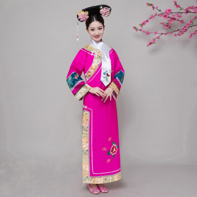 清朝服装女古装还珠格格旗服公主宫皇后甄嬛传服饰旗袍大码宫廷红色带