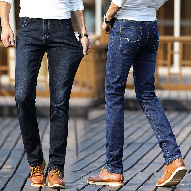 有弹力休闲牛仔裤男秋冬款弹力牛仔裤男士青年休闲直筒修身裤子潮流大