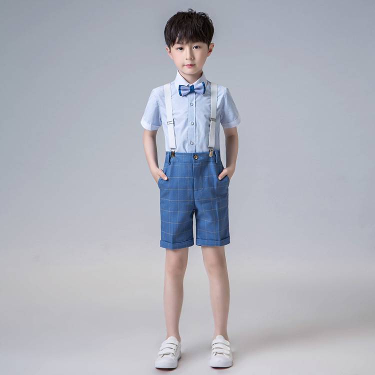 男童短袖小西装套装夏季小主持人钢琴演出礼服六一儿童节表演服装