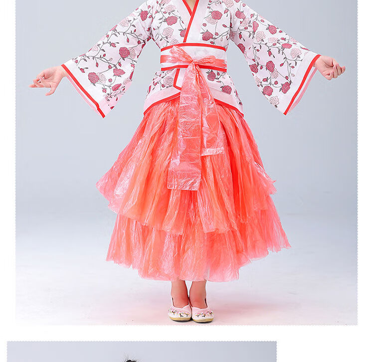 小憨鹿幼儿环保时装秀衣服儿童古装汉服男女走秀diy材料亲子走秀汉服