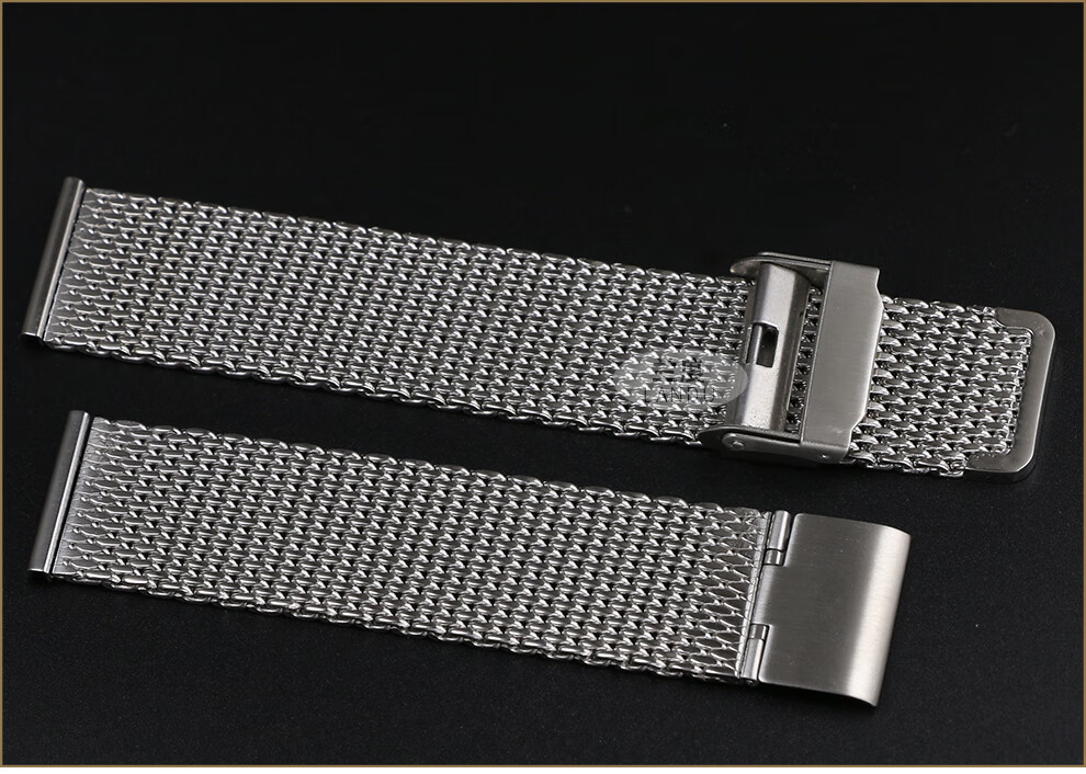 三达精钢手表带男士表链天梭dw万国浪琴万宝龙米兰织网钢带 黑色 22mm