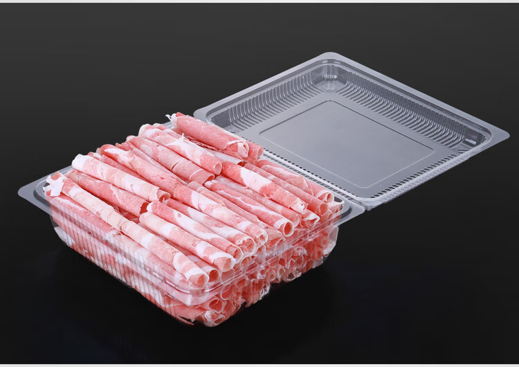 一斤装500克透明塑料羊肉片盒包装盒一次性精品肉片盒 1斤深薄款(1200