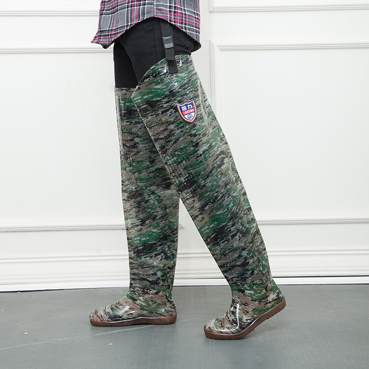 插秧高筒防滑过膝下水裤腿农田钓鱼雨靴 绿色厚底【80厘米高】标准码