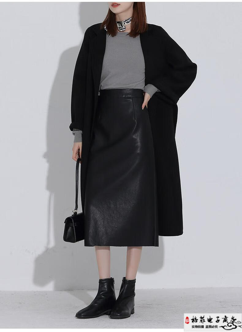 皮裙半身裙女秋冬2021新款时尚中长款高腰开叉直筒包臀裙pu皮裙子珂纷