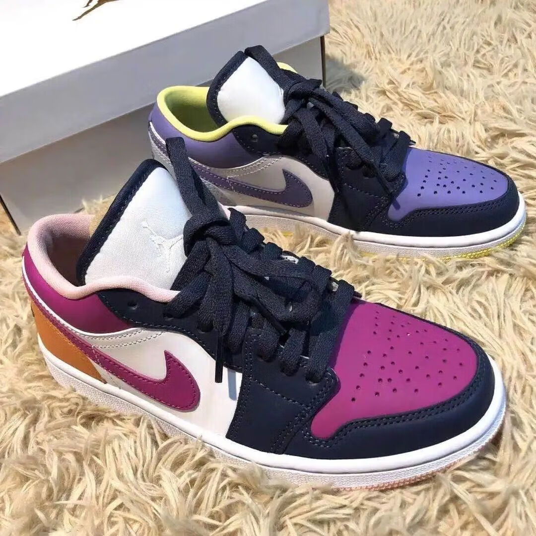 aj1 low 多彩拼接粉紫鸳鸯 低帮篮球鞋男女鞋休闲板鞋 dj4342-400聨