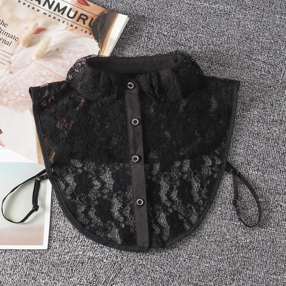 假领子女假衣领蕾丝网纱镂空装饰领百搭假领黑色女款秋季衣领立领