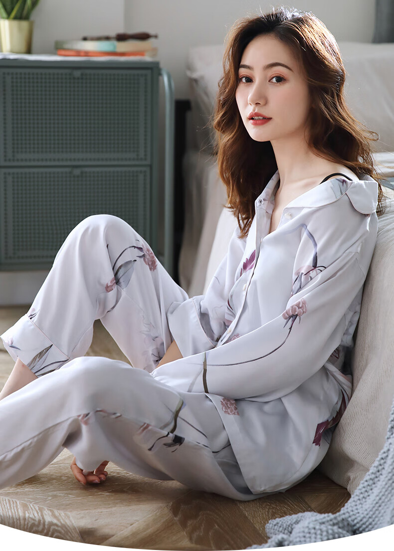 茹妮卡高端品牌睡衣女2020春秋长袖纯棉韩版全棉甜美休闲秋季家居服