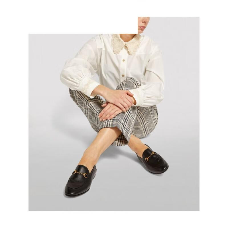 gucci古驰乐福鞋女士皮质马衔扣便鞋 black 41.