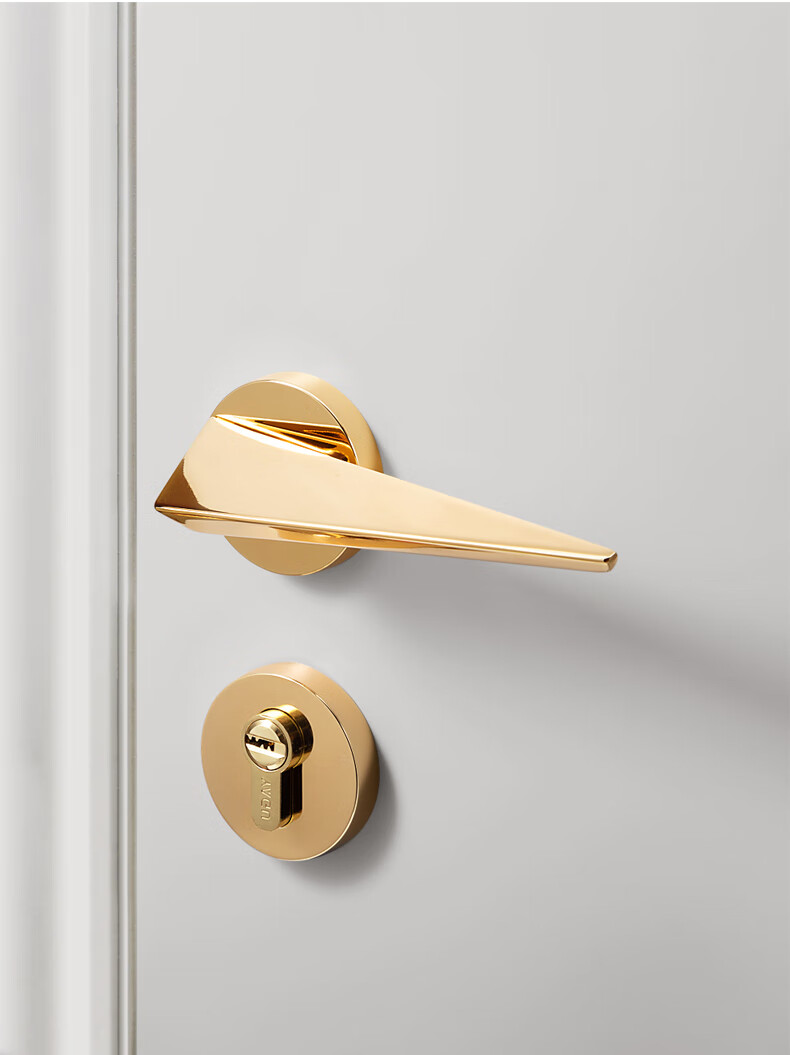 亚固门锁室内卧室房门锁磁吸静音实木分体现代简约轻奢金色门锁 套餐c