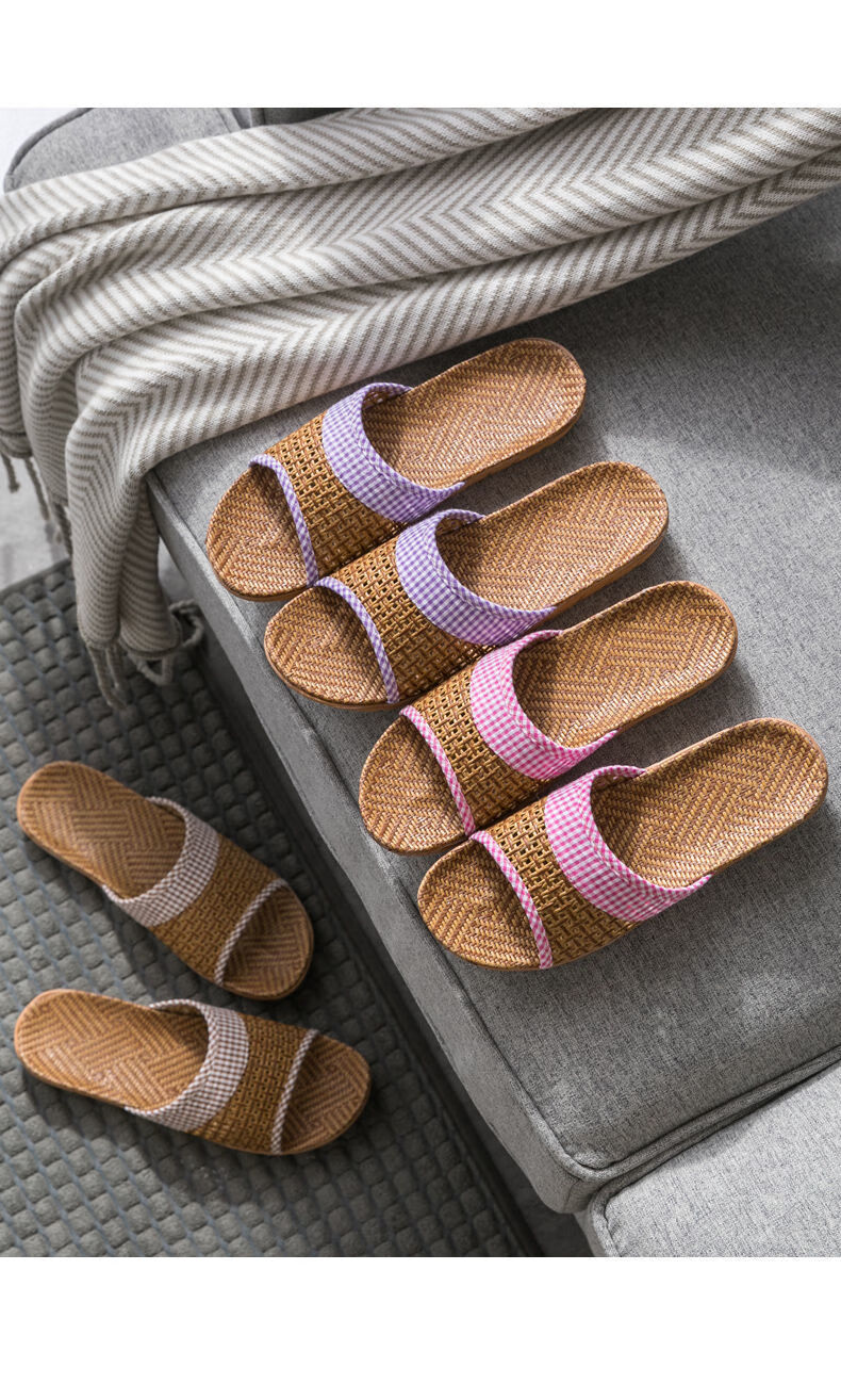 竹拖鞋藤编拖鞋清凉藤草拖鞋夏季男女居家情侣室内防滑地板亚麻凉拖鞋