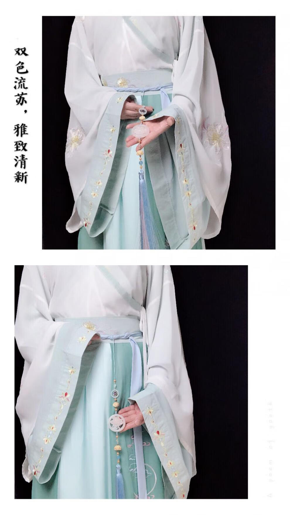 孤潮曼gcm古风挂坠白玉莲花玉佩黄杨木玛瑙腰佩汉服腰间流苏挂件禁步