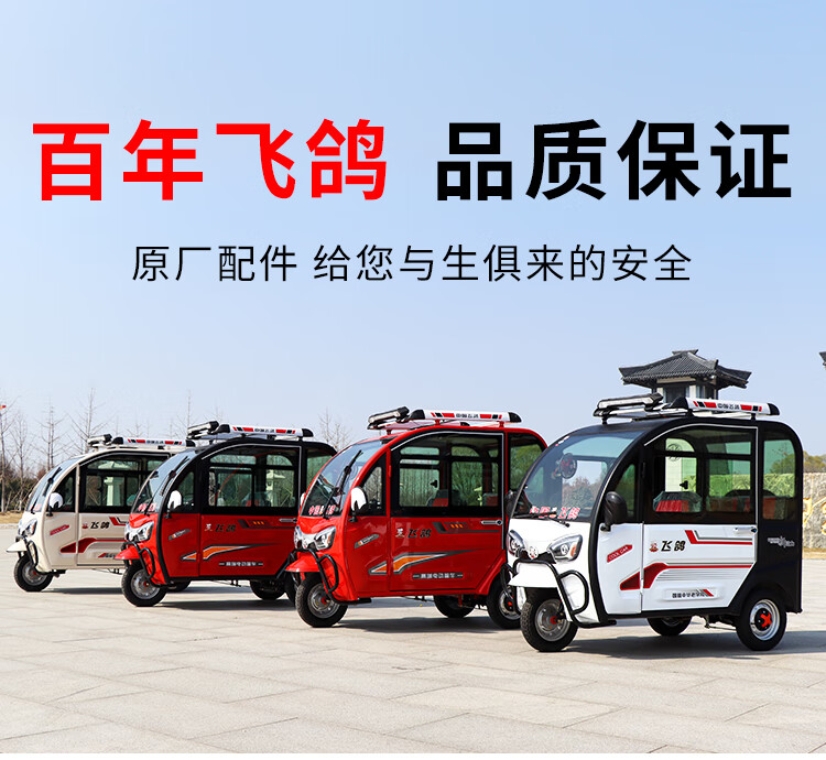 飞鸽新款电动三轮车家用全封闭式小型带棚国标可上牌照厂家直销裸车无