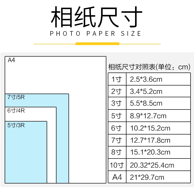 rc高光防水相纸a4喷墨打印寸照照片纸6寸7寸5寸相片纸照片纸4r彩色