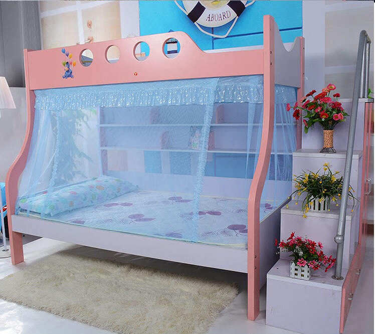 蚊帐15米下铺1米上下床铺双层床学生儿童魔术贴书架款新增玉色12m4