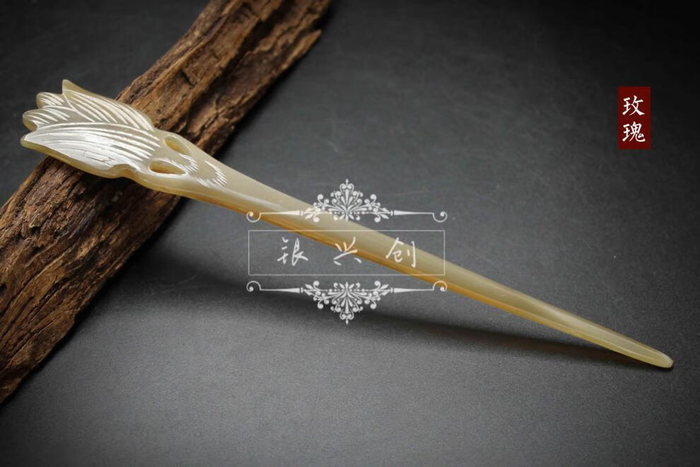 牛角发簪别头的簪子男士古风男梳头发用的发簪头簪中学生古代用的盘发