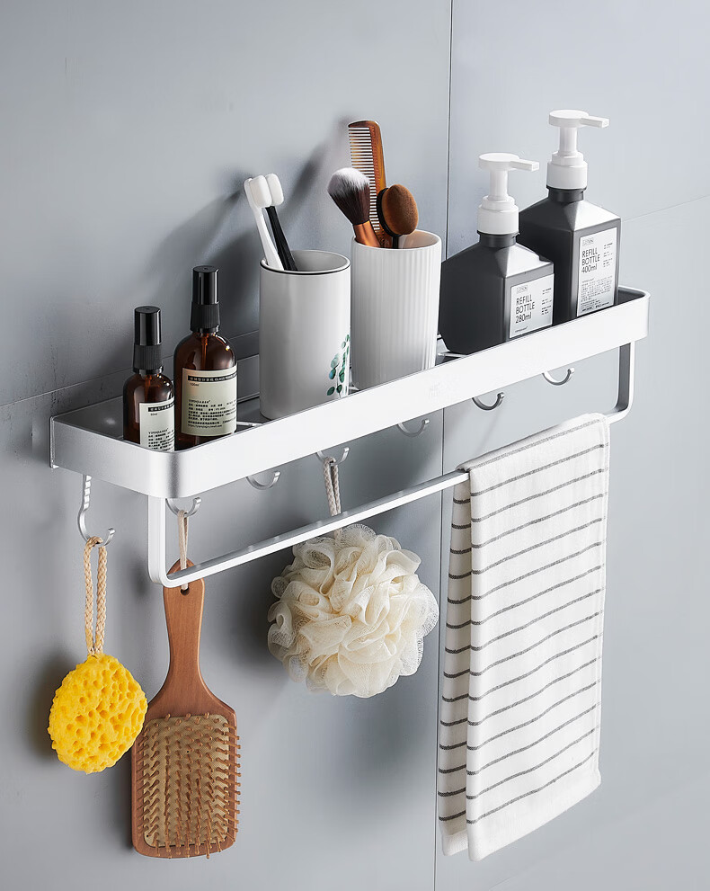 浴室置物架免打孔卫生间置物架壁挂厕所洗漱台收纳架墙上置物架太空银