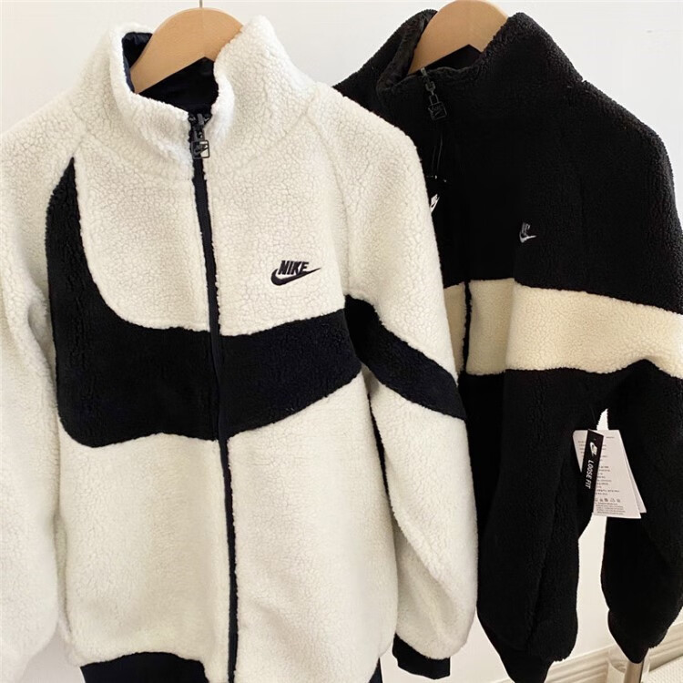 耐克(nike)男女羊羔绒毛大勾子双面穿休闲运动棉服夹克外套bq6546 bq
