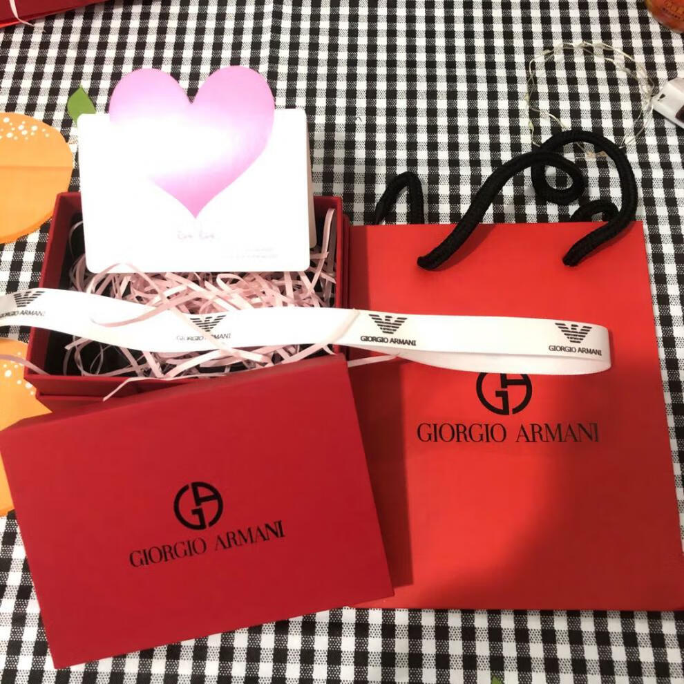 专柜原版黑色红色阿玛尼纸袋香水口红礼品盒包装购物手提袋全套红色