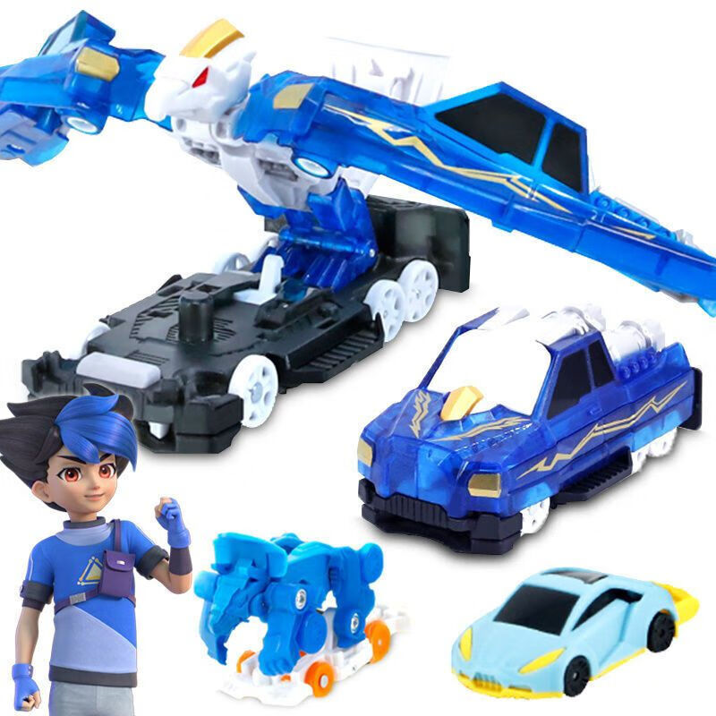 爆裂飞车4兽神出击暴烈玩具3套装烈狱炎虎变形车男孩闪电神雕 雷霆光