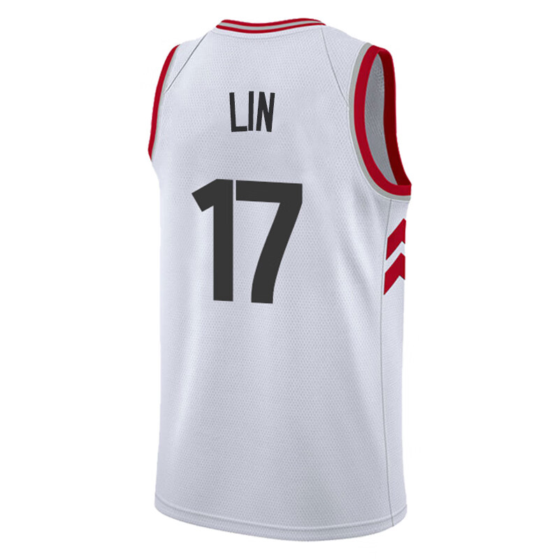 猛龙队17号林书豪球衣黑红白奖励红城市版复古林疯狂篮球 18-19城市版
