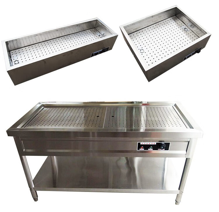 快餐保温台商用台式立式售饭台小碗菜不锈钢电加热快餐保温车浏阳蒸菜