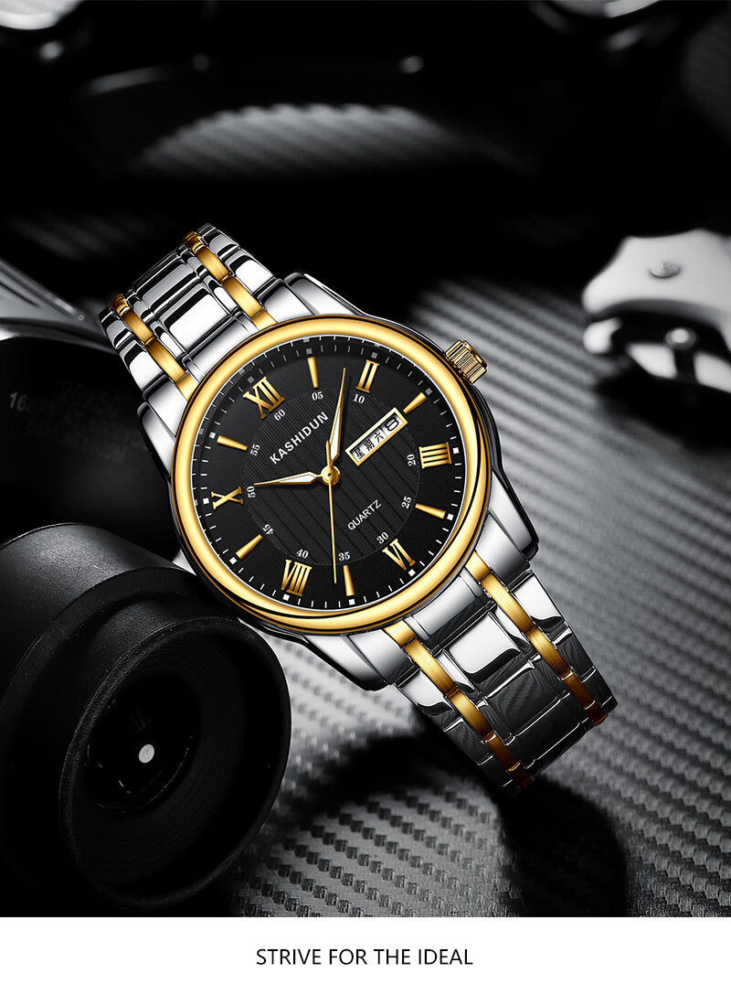 卡诗顿新款国产品牌商务休闲石英男士手表防水夜光钢带男腕表 k935