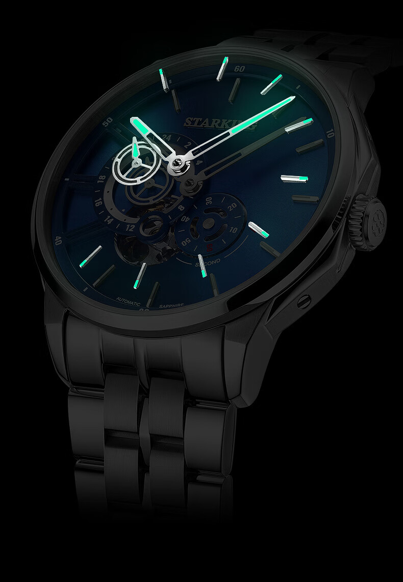 starking星皇手表男士运动型防水全自动机械表腕表男款钢带蓝色