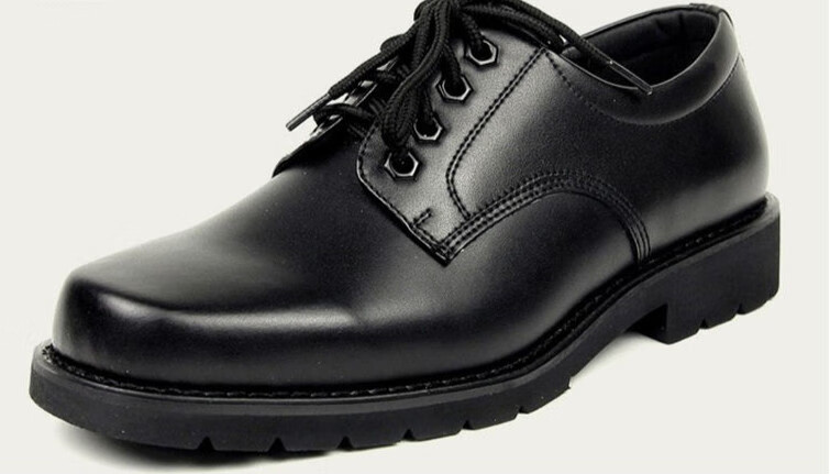 执勤作战靴系带训练大头钢头钢底皮鞋男工装沙漠靴劳保作战靴 钢头皮