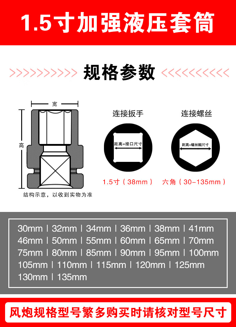 洁尔嘉 洁尔嘉15寸液压套筒38mm四方大扭矩液压套筒子一寸半矿山套头