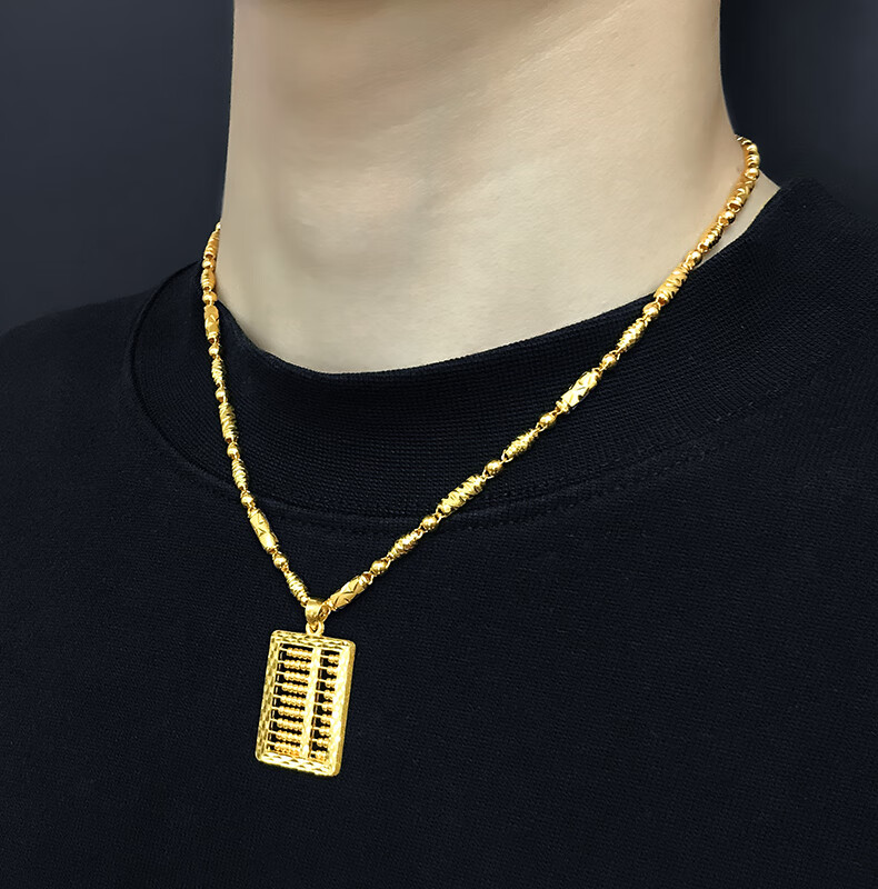 钰帛工坊黄金吊坠金如意算盘999足金古法金算盘男足金吊坠黄金项链男