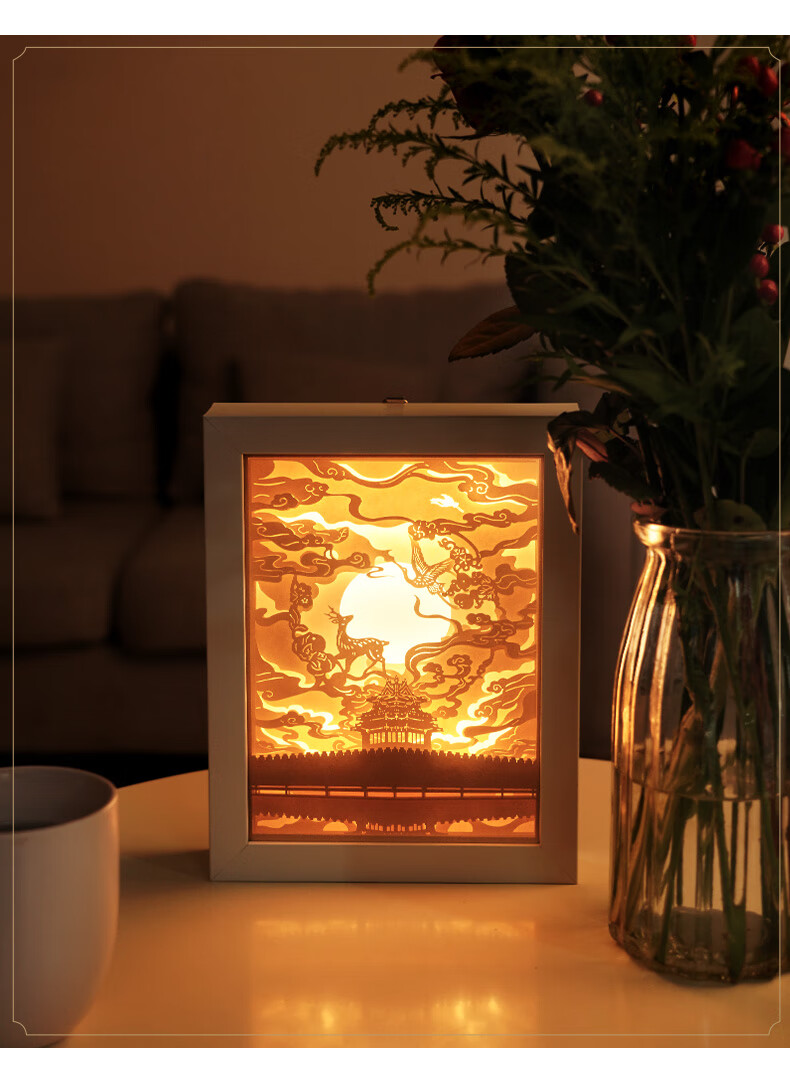 小米mi生态米家同款万福云集纸雕灯灯具led床头灯小夜灯usb电源故宫