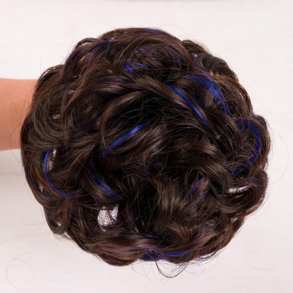 发包假发丸子头仿真发发圈弹力橡皮筋花苞头发饰影楼盘头高温丝浅棕色