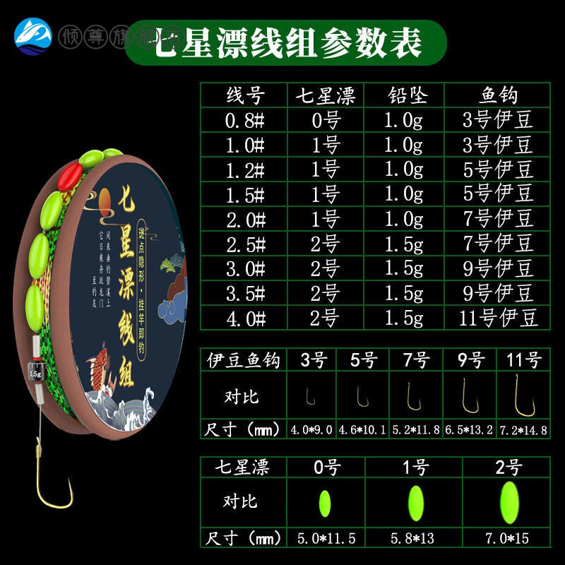 鱼钩子线双钩线组绑好七星漂线组盒装伊豆单钩绑好主线鱼线鱼钩浮漂