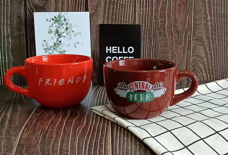老友记周边老友记马克杯咖啡杯周边杯子大容量燕麦早餐杯带盖勺奶茶杯