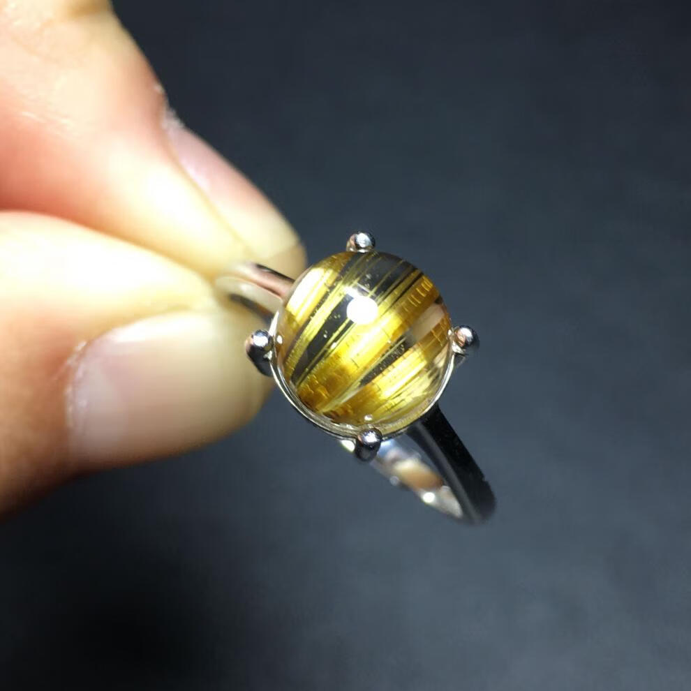 老凤祥风格水晶戒指金发晶钛晶戒指 指环 发晶戒指女 钛晶戒指